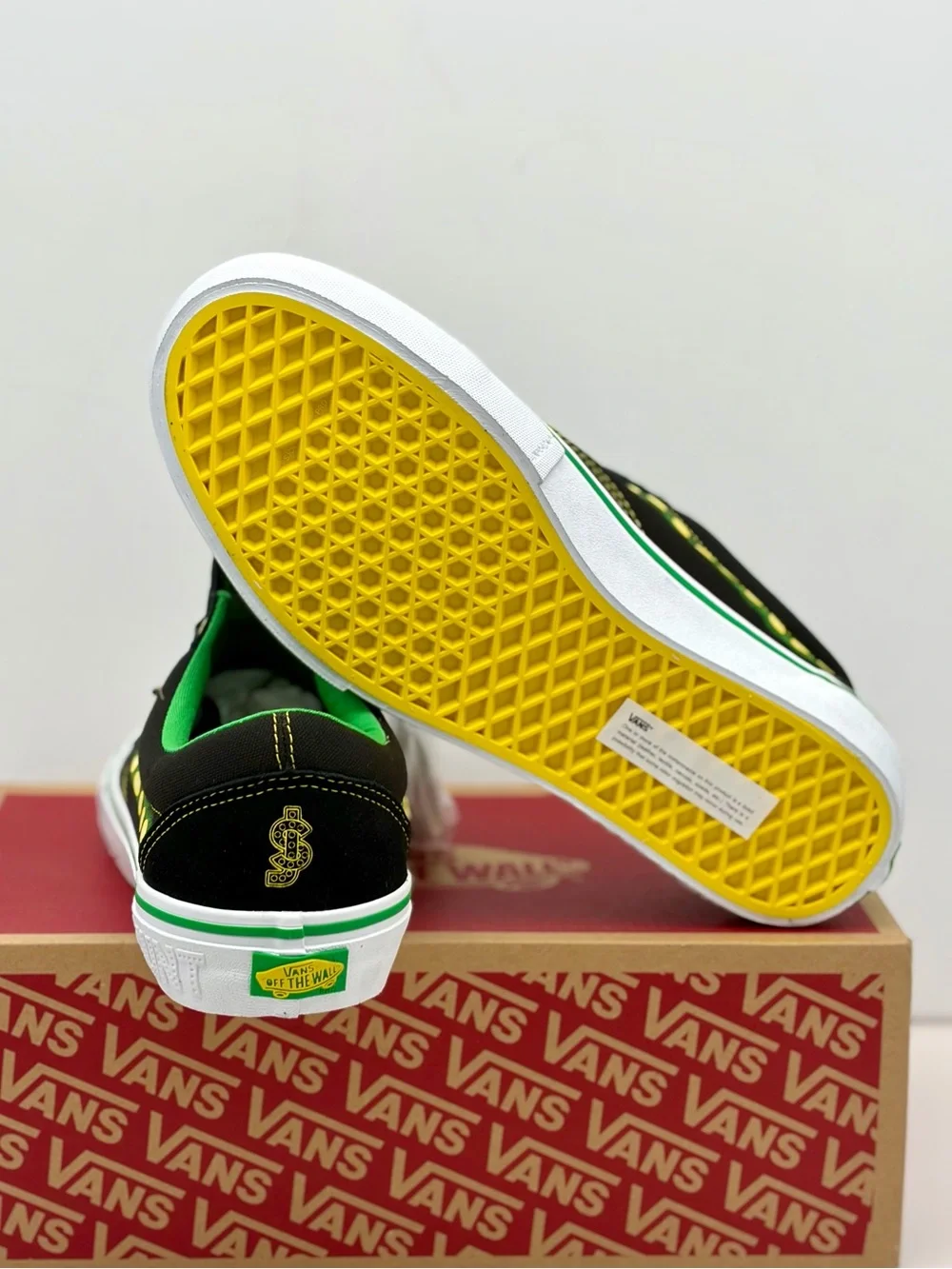 Vans Black & Neon Green Old Skool Pro Sneakers